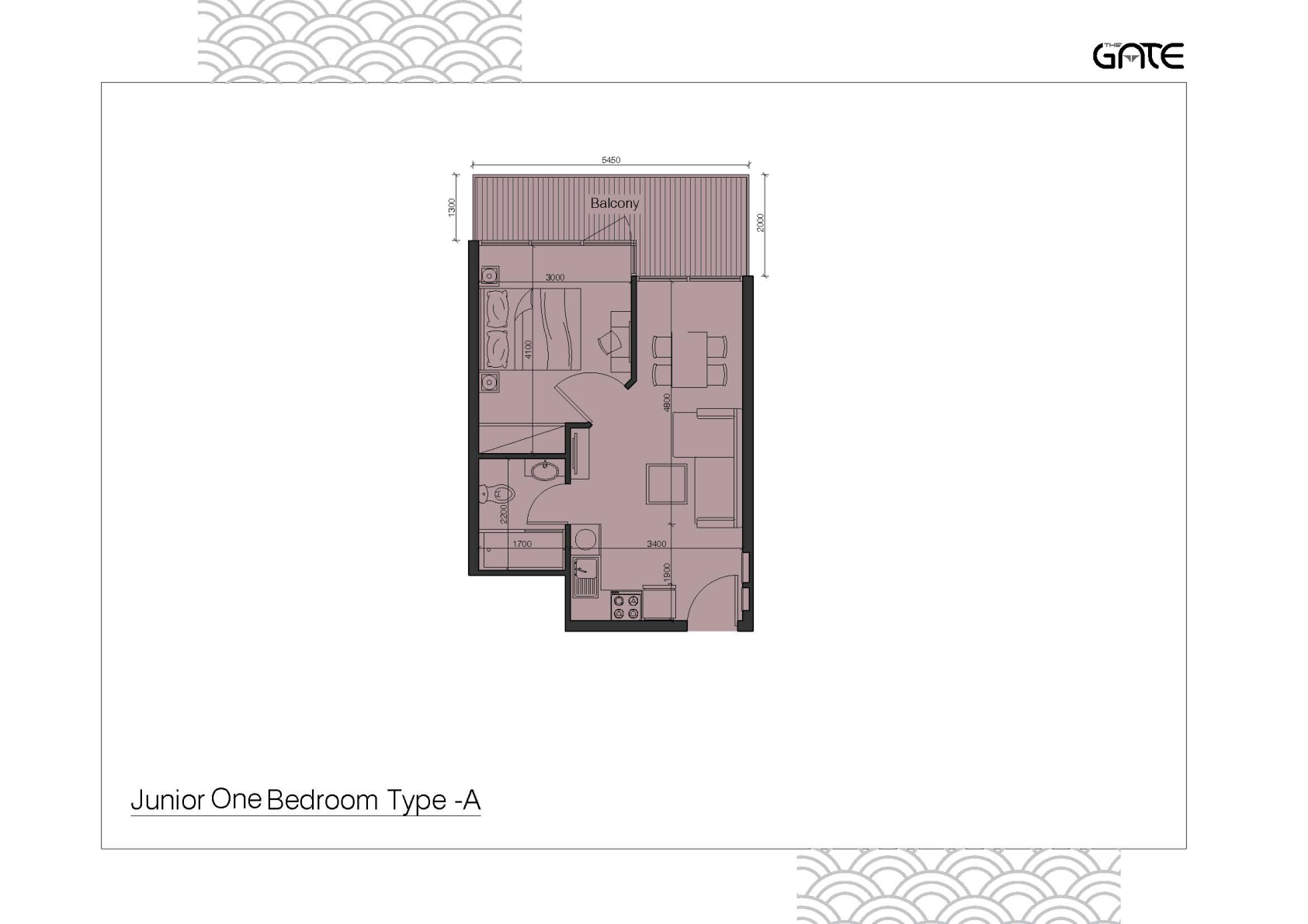 The Gate Junior One Bedroom Type A original whole home drawing