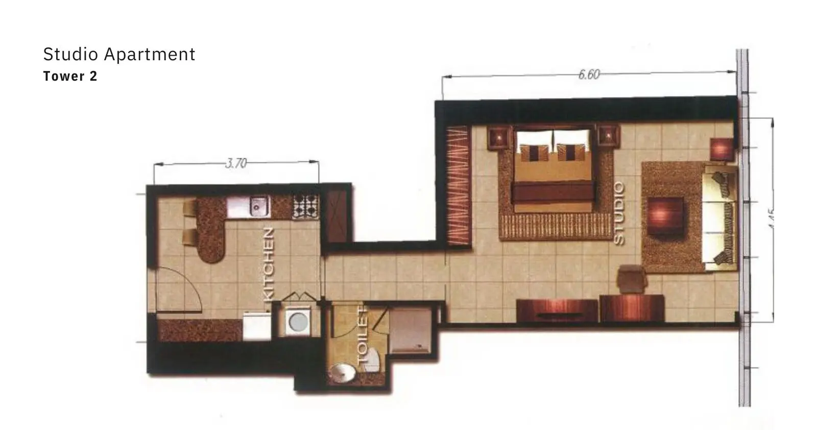 Studio apartment, Tower 2