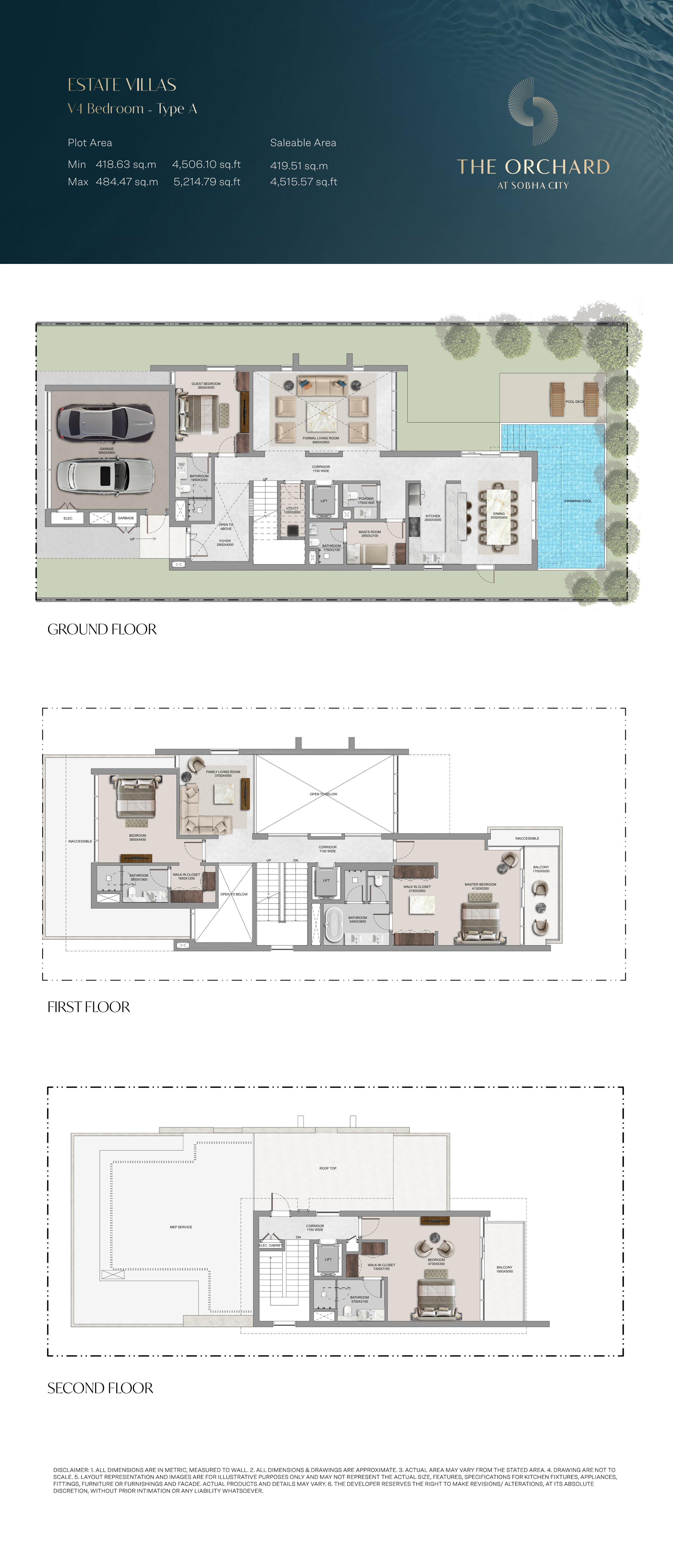 The Orchard at Sobha City 4 bedroom Type A villa, all levels