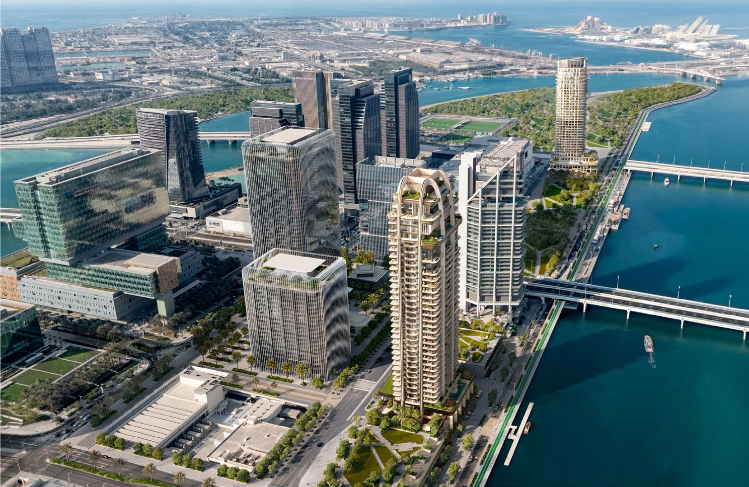 The Ritz-Carlton Residences, Al Maryah Island tower and al maryah island architectural illustration from the project brochure
