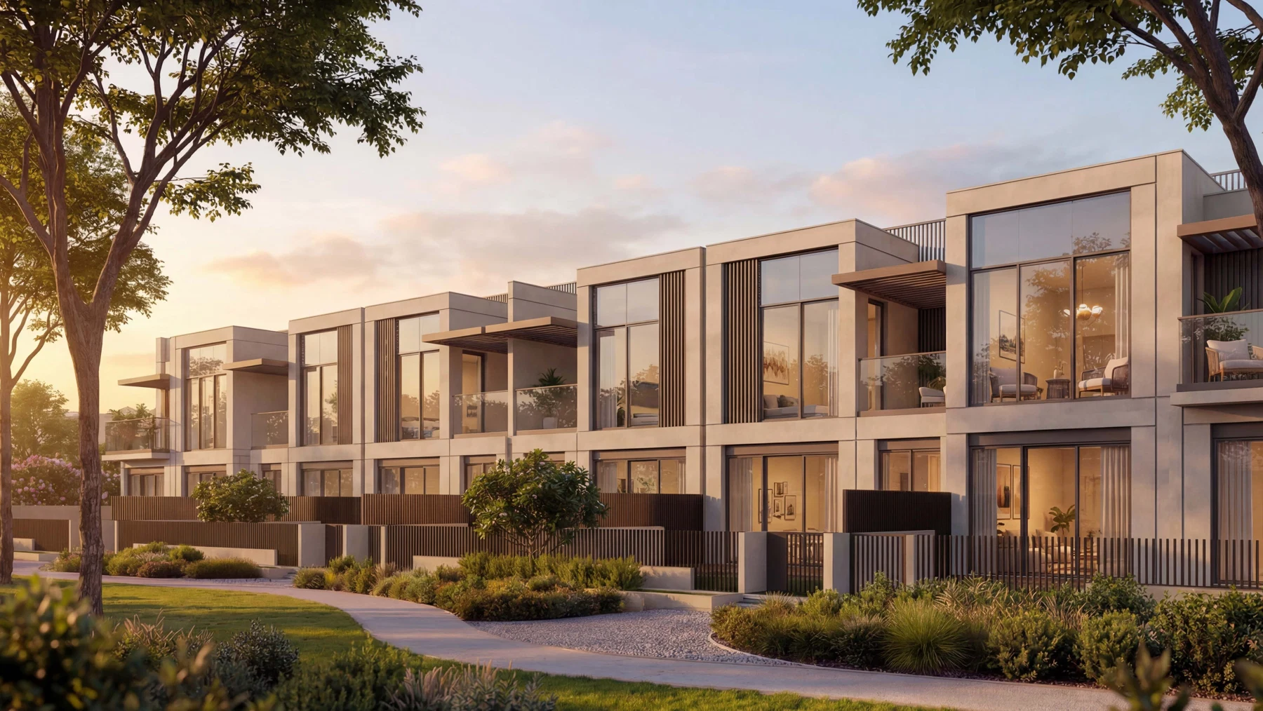 The Terraces at Sobha City Illustrative villa and landscaped setting