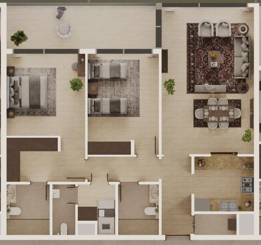 Unit 307, 2 bedroom apartment, floor 3