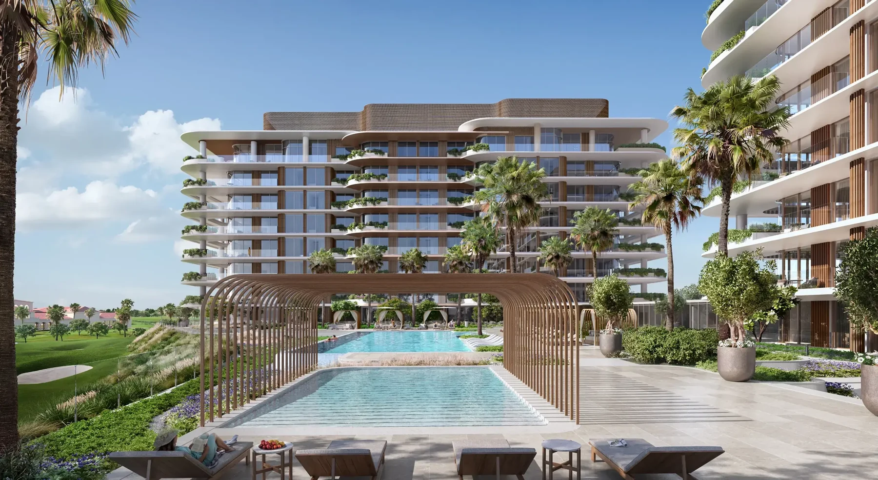 Waldorf Astoria Residences Yas Illustrative residential architecture and pool