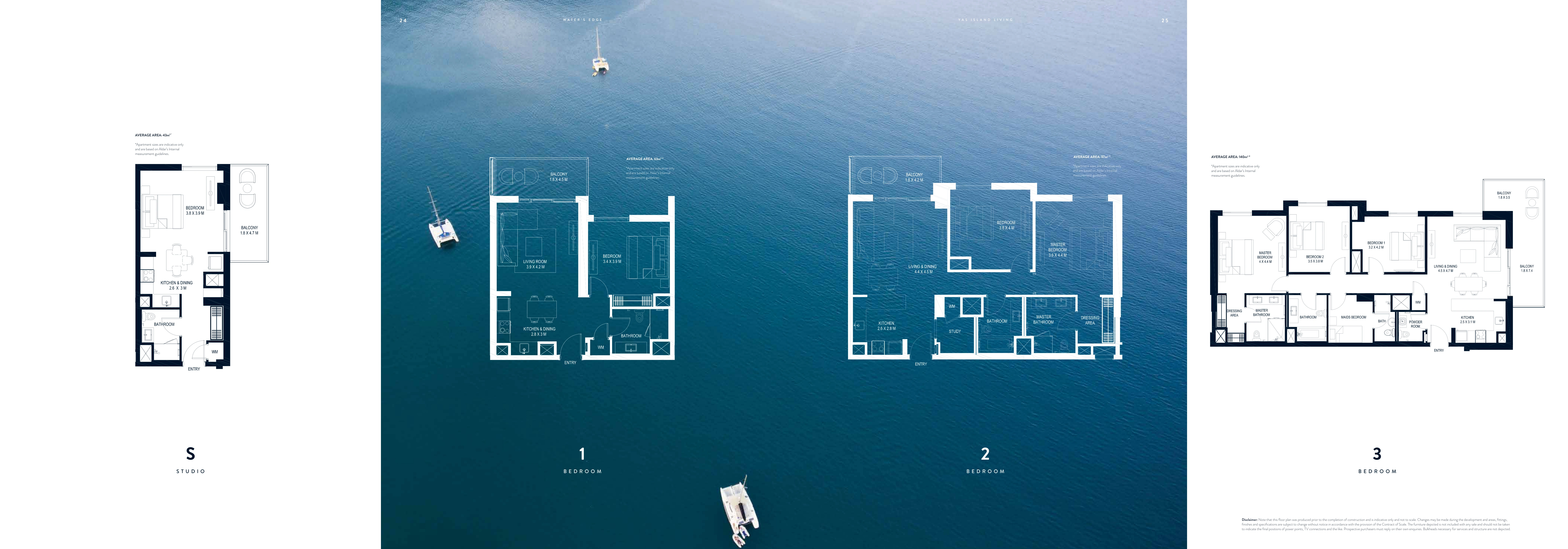 Water’s Edge full original developer page retaining all four home layouts and printed indicative average areas