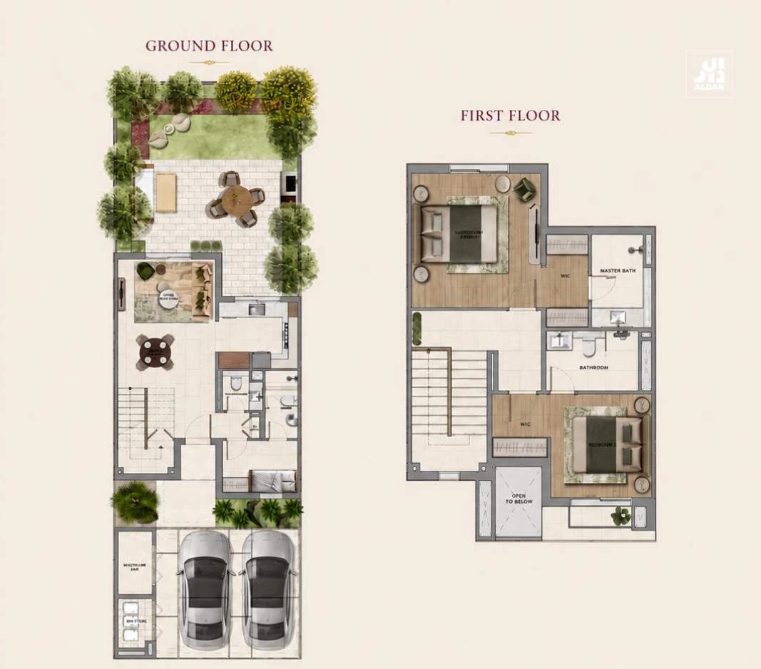 Yas Acres The Orchids · 2 bedroom townhouse, ground and first floors